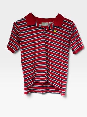 Master’s collection boys golf polo red stripe 8